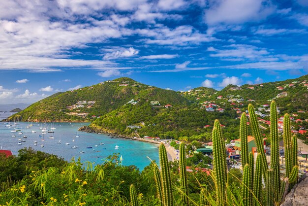 Photo gustavia saint barthelemy skyline and harbor in the caribbean