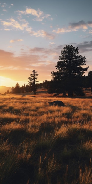 Фото Фотореалистичное коричневое поле с деревьями в стиле макса райва