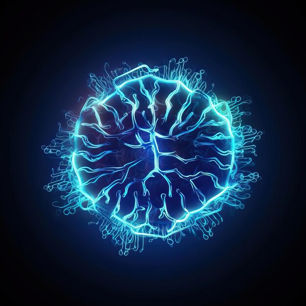 gutbrain feedback loop blue background intricate glowing white background White background HD Pho