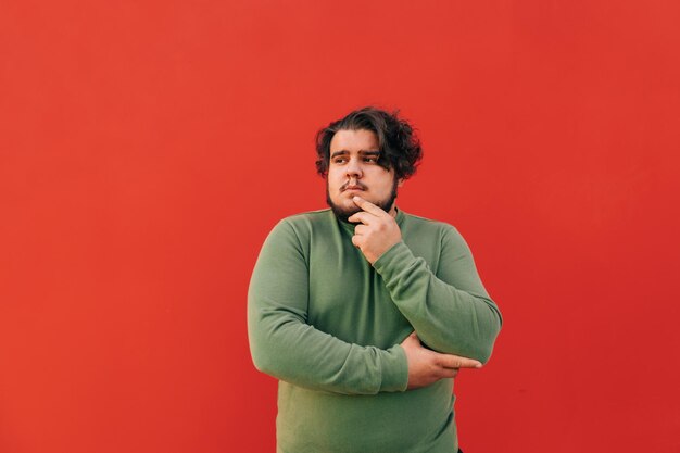 Guy is on an isolated red background