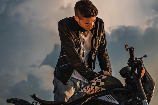 Guy on a motorbike on the beach