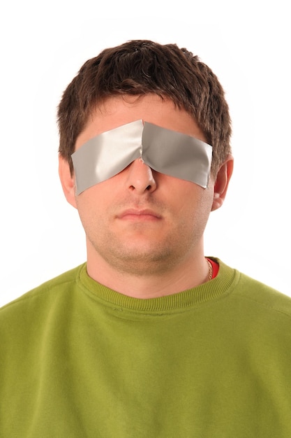 Photo guy with adhesive tape