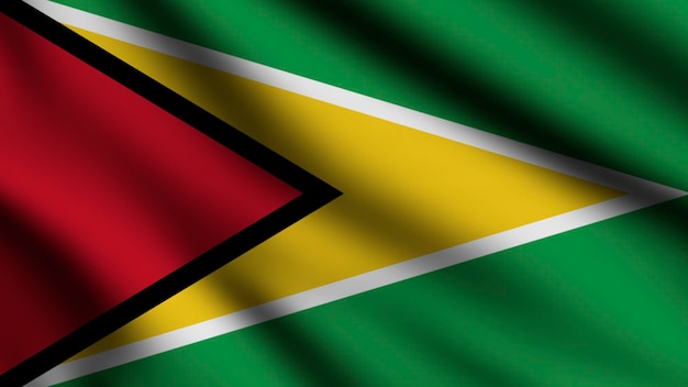 Флаг Гайаны развевается на ветру Полная страница с развевающимся флагом 3d иллюстрация