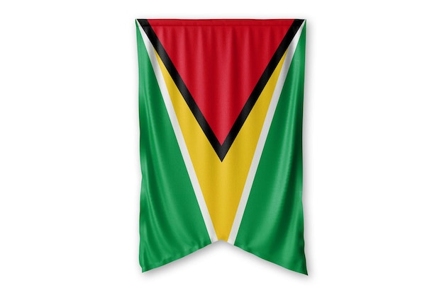 guyana flag hang on a white wall background image