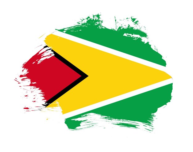 Guyana flag painted on minimal brush stroke background