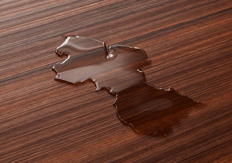 Guyana Map Made Of Transparent Liquid Water On Wooden Floor Save Water Concept 3D Illustration