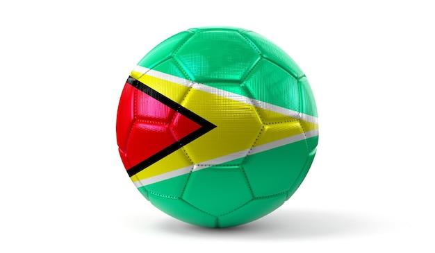 Guyana national flag on soccer ball 3D illustration