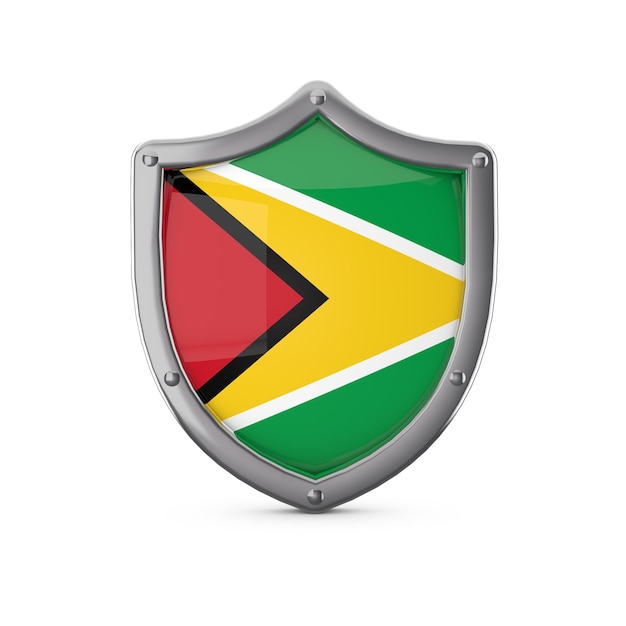 Guyana veiligheidsconcept metalen schild vorm met nationale vlag