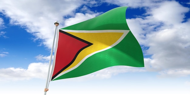 Guyana wapperende vlag 3D illustratie