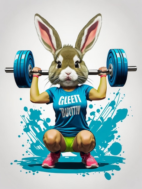 Premium Photo  Gym bunny cute cartoon white rabbit lifting heavy