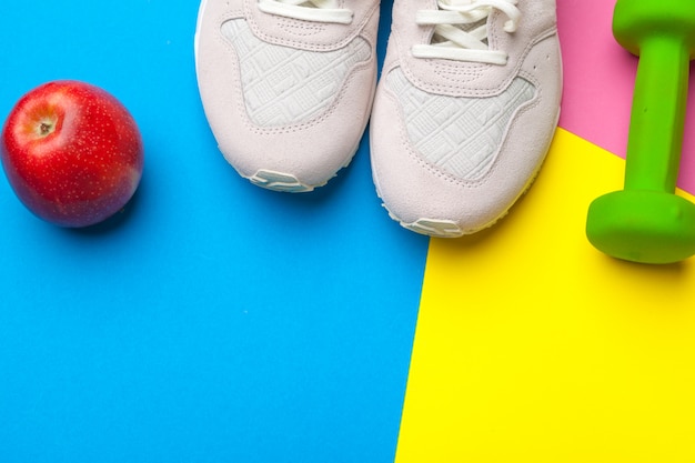 Gym equipment and an apple