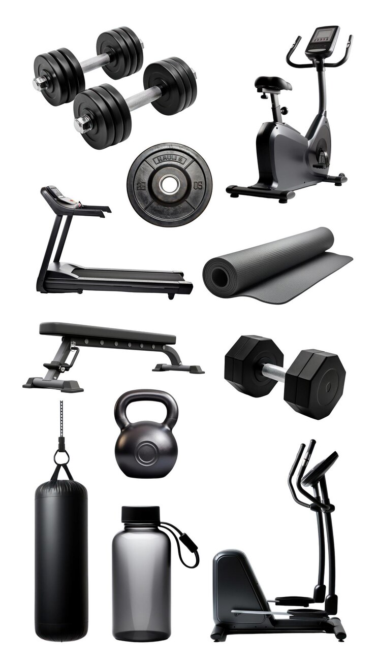 Photo gym equipment png cut out set
