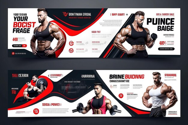 Photo gym fitness social media timeline cover page template design