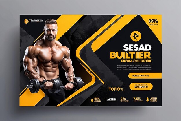 Фото fitness social media web banner шаблон дизайна для спортивного клуба здоровье фитнес цифровой рекламный плакат