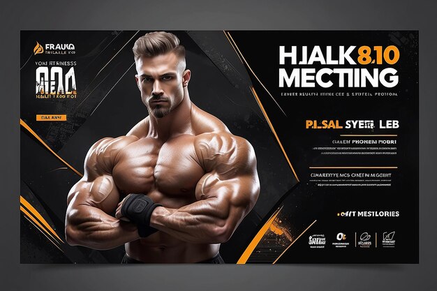 Photo gym fitness social media web banner template design for health club health fitness digital advertising poster