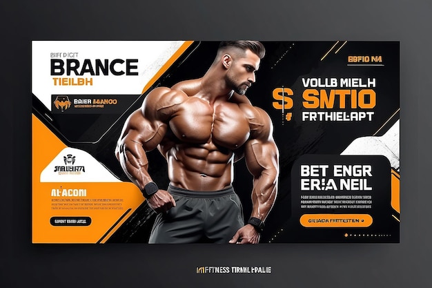 Photo gym fitness social media web banner template design for health club
