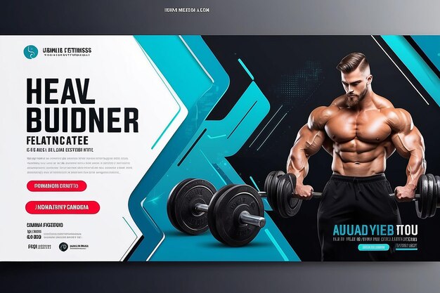 Gym Fitness Social Media Web Banner Template design for Health club