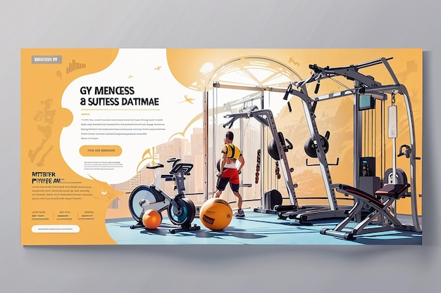 Gym and fitness web banner template