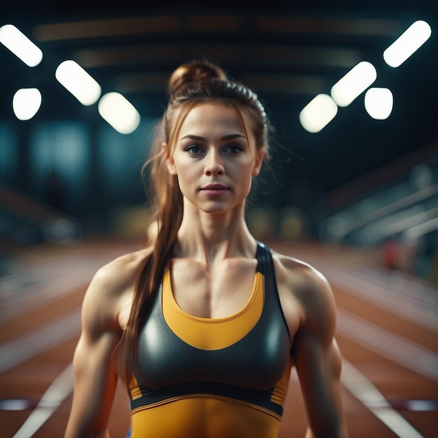 A gym girl fitness in tack suit