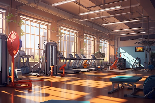 Gym interieur met apparatuur