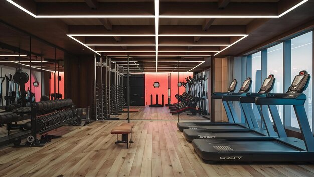 Gym interior with equipments