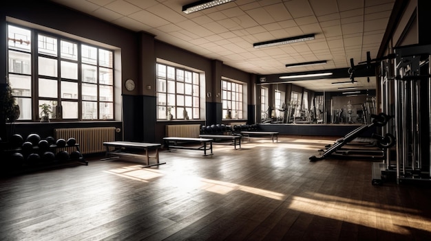 Gym A room or building equipped for athletic AI generated