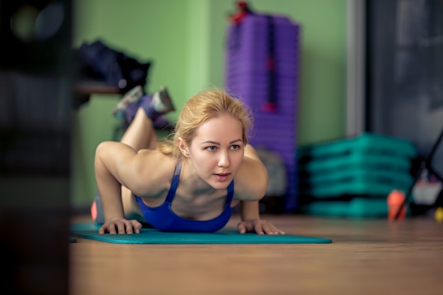 Gym training push-ups.