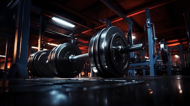 Gym weights under strong dramatic lighting of gym weights