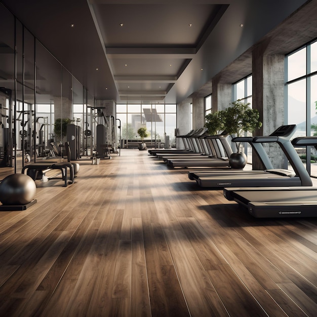 a gym with a bench and a window that says quot gym quot