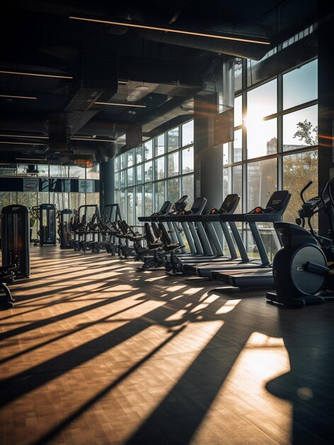 Foto una palestra con una finestra che dice palestra sul muro