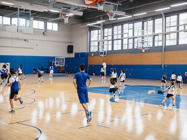 A gymnasium with students engaged generated by AI