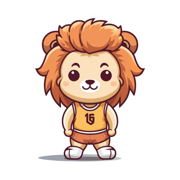 Photo gymready kawaii lion a cute and happy professional tshirt design vector with a minimalist and con