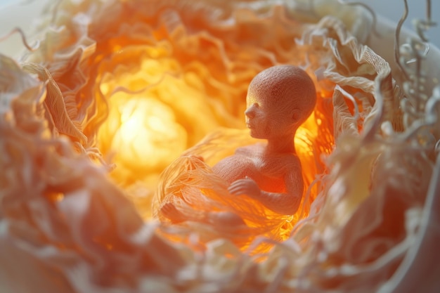 Gynecologisch concept een visueel verhaal van de baarmoeder en het wonder van het pasgeboren leven dat de schoonheid en betekenis van de voortplantingsreis in intieme en tedere momenten vasthoudt
