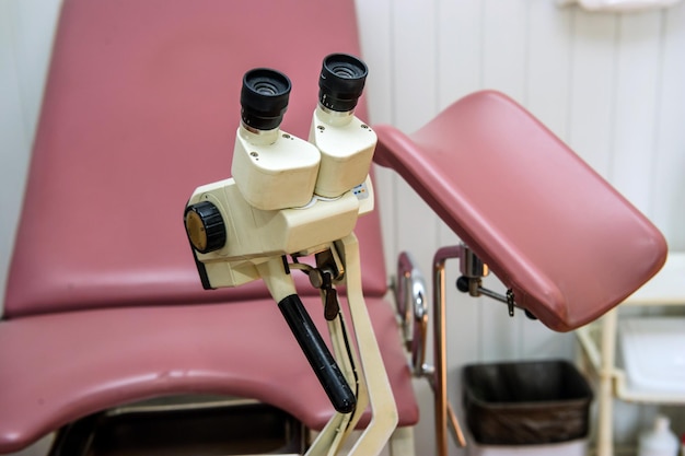 Gynecologist chair and equpment in present clinic