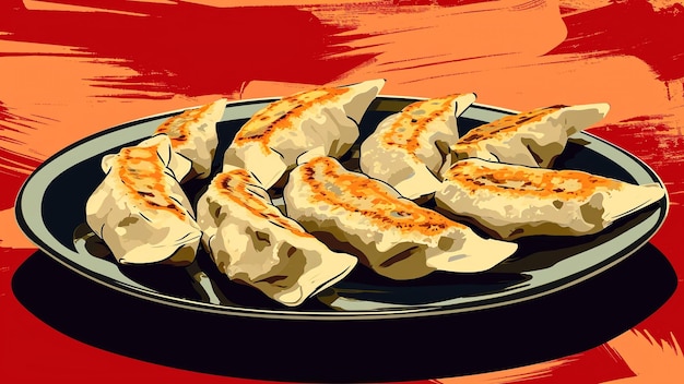 Gyoza Galore A Vibrant Pop Art Tribute to Delicious Dumplings