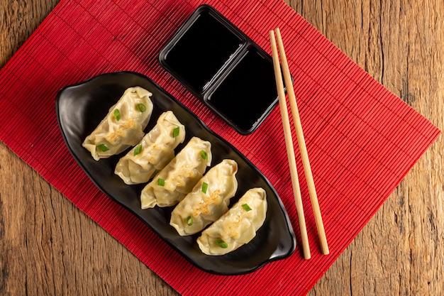 Foto gyoza o jiaozi cibo tradizionale cinese e giapponese