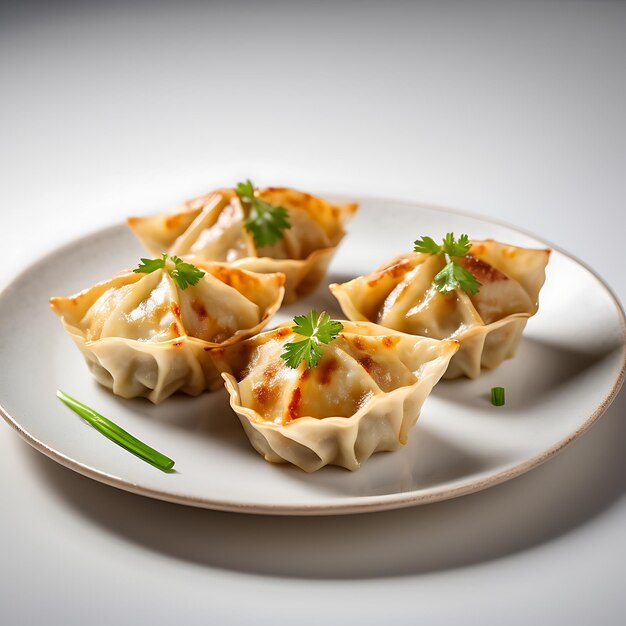 Gyoza on a white background