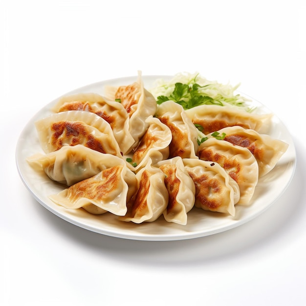 Gyoza with white background high quality ultra hd