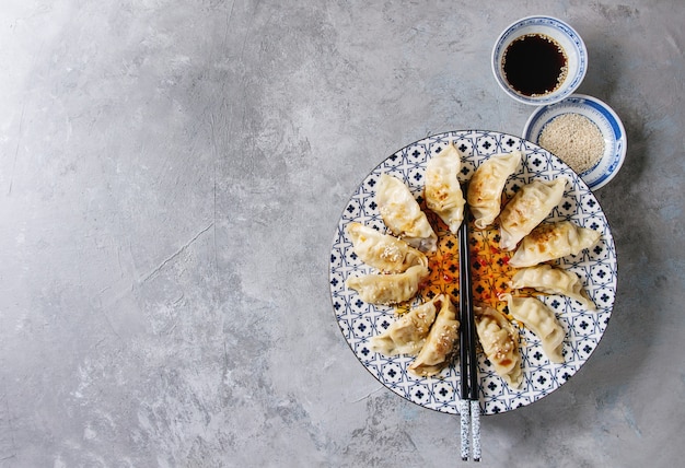 Gyozas potstickers asian dumplings