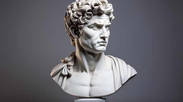 Photo gypsum statue of david's head michelangelo's david statue generative ai