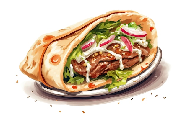 Photo gyro illustration food illustration generative ai