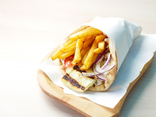 Gyros on a restaurant table