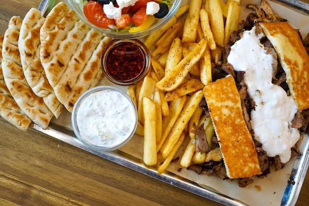 Gyros on a restaurant table