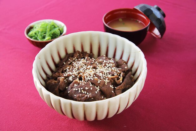 Gyudon beef on rice japanese food