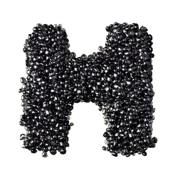 H - Alphabet made from black caviar