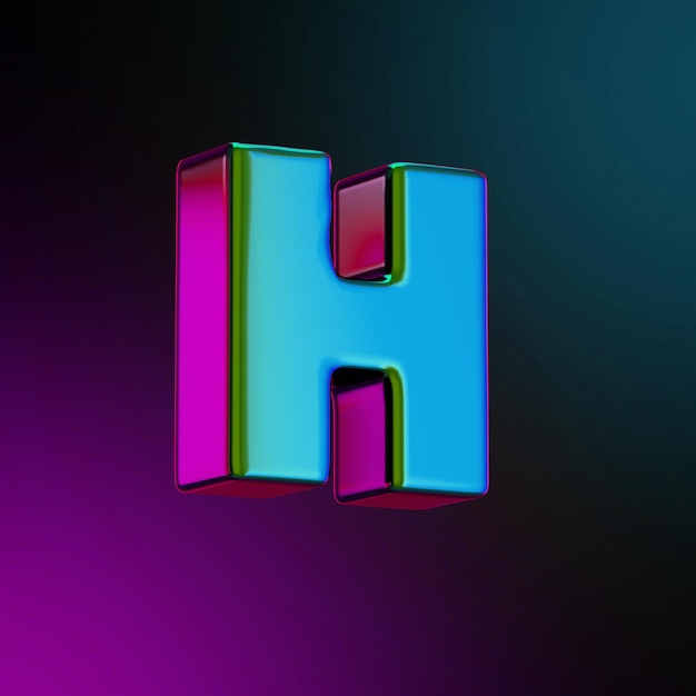 H letter neon colored metal 3d rendered illustration blue and
purple color isolated. 3d illustration