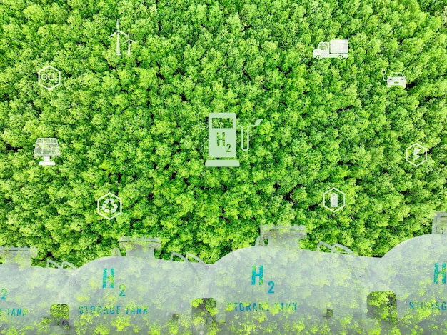 Photo h2 fuel storage tank green hydrogen concept sustainable renewable energy with net zero emissions