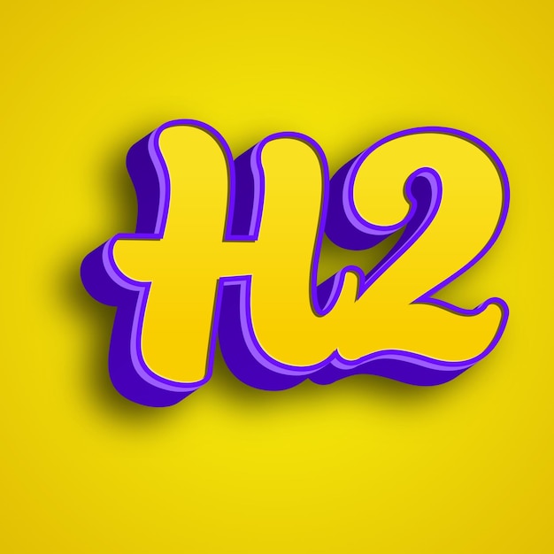 H2 typography 3d design yellow pink white background photo jpg