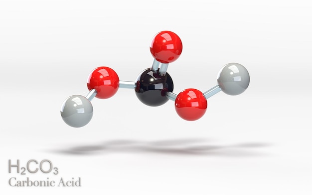 Photo h2co3 carbonic acid molecule with hydrogen and nitrogen atoms 3d rendering