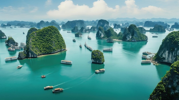 Ha Long Bay Vietnam Zeilen te midden van kalksteenkarsten